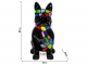 STATUE BOULEDOGUE FRANÇAIS EN RESINE ASSIS LUNETTES/CRAVATE NOIR SMARTIES 80 CM