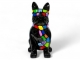 STATUE BOULEDOGUE FRANÇAIS EN RESINE ASSIS LUNETTES/CRAVATE NOIR SMARTIES 80 CM