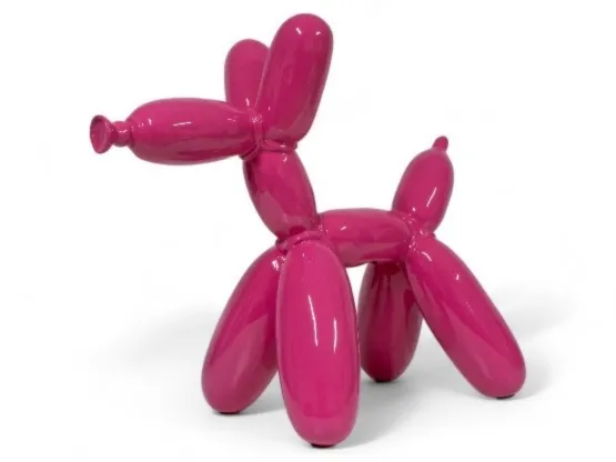 CHIEN BALLON EN RESINE ROSE 65 CM