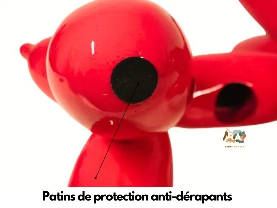 CHIEN BALLON EN RESINE ROUGE 65 CM