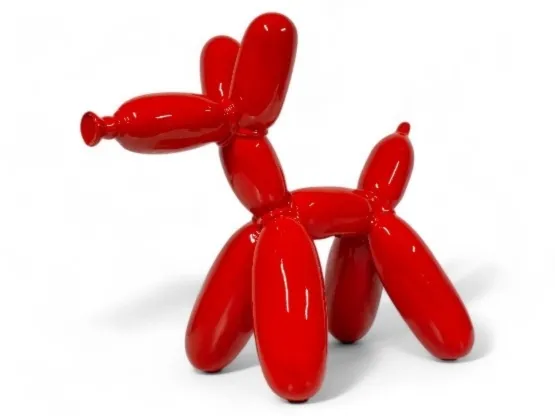 CHIEN BALLON EN RESINE ROUGE 65 CM