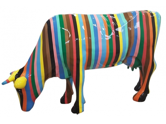 Sculpture en résine Vache Tête baissée Multicolore -225 cm