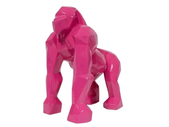GORILLE ORIGAMI EN RESINE ROSE 50 CM