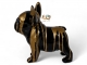STATUE BOULEDOGUE FRANÇAIS EN RESINE NOIR OR 30 CM
