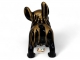 STATUE BOULEDOGUE FRANÇAIS EN RESINE NOIR OR 30 CM