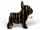 STATUE BOULEDOGUE FRANÇAIS EN RESINE NOIR OR 30 CM