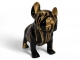STATUE BOULEDOGUE FRANÇAIS EN RESINE NOIR OR 30 CM
