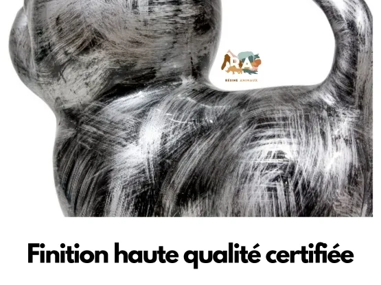 STATUE CHIHUAHUA EN RESINE ARGENT PATINÉ 50 CM