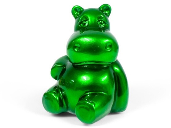 MINI HIPPO VERT EN RESINE H 15CM