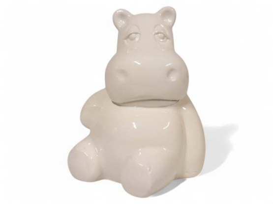 MINI HIPPO BLANC EN RESINE H 15CM