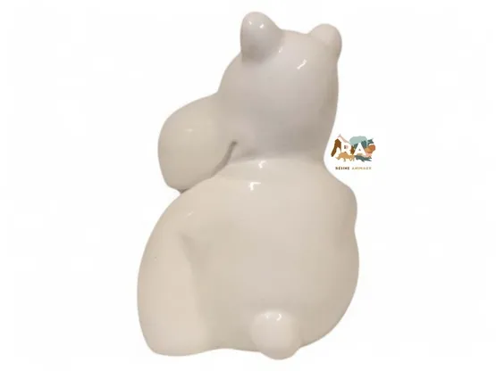 MINI HIPPO BLANC CANDY EN RESINE H 15CM