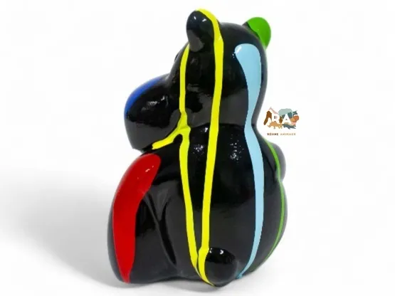 MINI HIPPO TRASH NOIR EN RESINE H 15CM