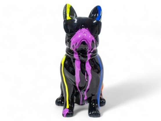 MINI CHIEN TRASH NOIR EN RESINE H 18 CM