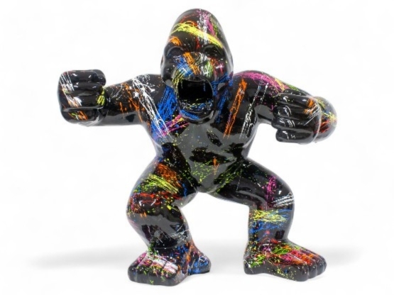 GORILLE EN RESINE 63 CM SPLASH NOIR