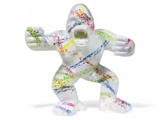 GORILLE EN RESINE 63 CM SPLASH BLANC