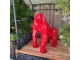 STATUE GORILLE EN RESINE ORIGAMI ROUGE XL