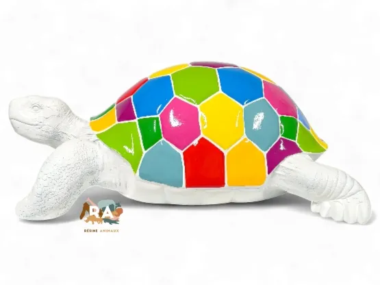 TORTUE EN RESINE BLANC SMARTIES 110 CM