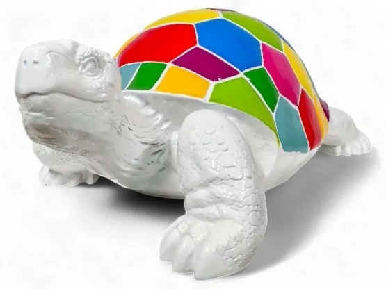 TORTUE EN RESINE BLANC SMARTIES 110 CM
