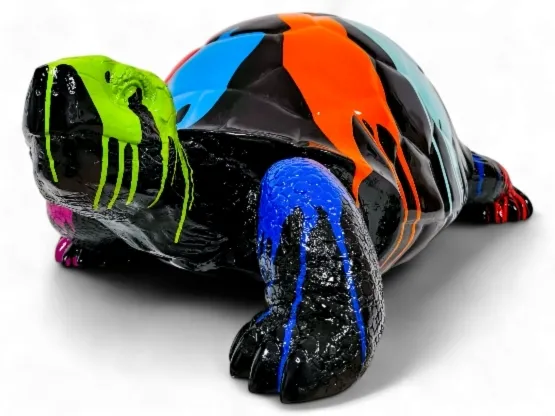 TORTUE EN RESINE TRASH NOIR 110 CM