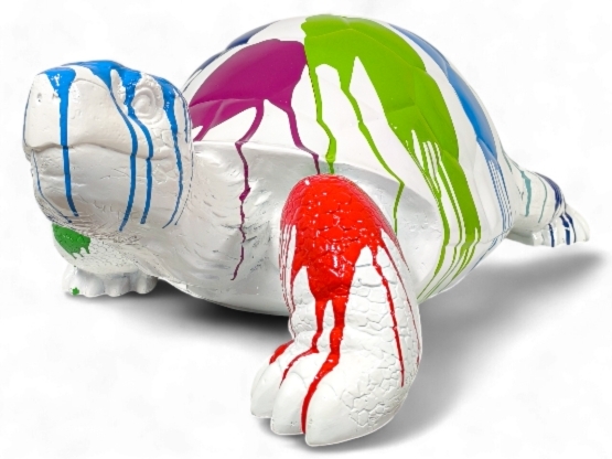 TORTUE EN RESINE TRASH BLANC 110 CM