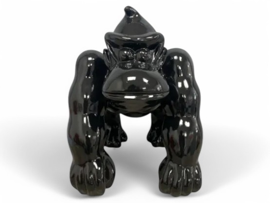 STATUE GORILLE DONKEY KONG EN RESINE 40 CM NOIR