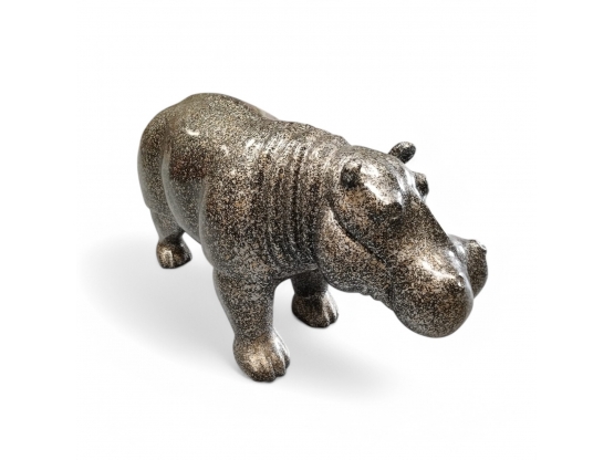 STATUE HIPPOPOTAME EN RESINE GRANITE 95 CM