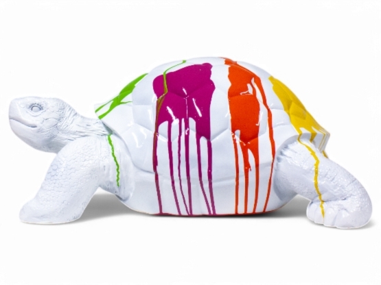 TORTUE EN RESINE TRASH BLANC 70 CM