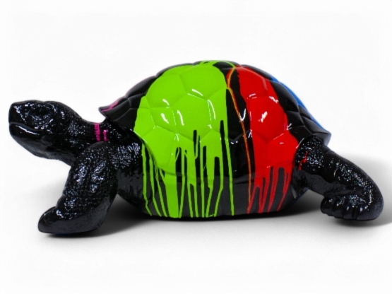 TORTUE EN RESINE TRASH NOIR 70 CM