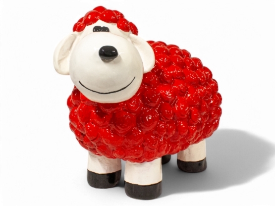 MOUTON EN RESINE ROUGE HT 45 CM