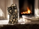 STATUE VISAGE EN RESINE PATINÉ OR H 52 CM