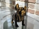 STATUE BOULEDOGUE FRANÇAIS EN RESINE NOIR OR 30 CM