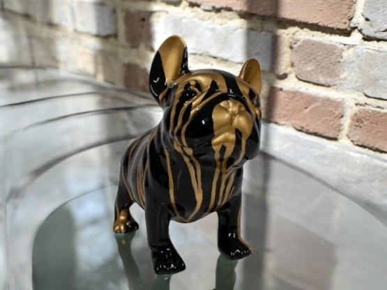 Atmosphera – Statue de chien bulldog anglais assis 44,5cm en magnésie – Décoration rétro style industriel – Pour bureau ou étagère