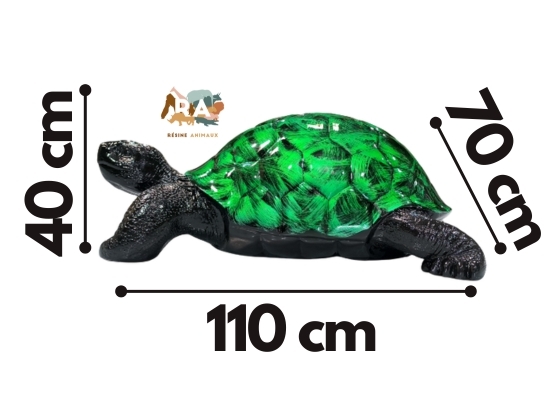 TORTUE EN RESINE VERT PATINÉ 110 CM