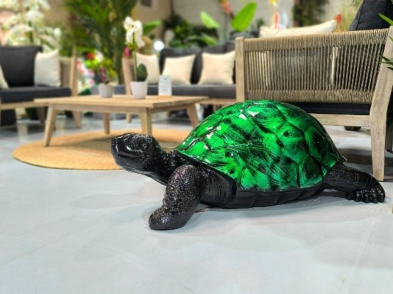 TORTUE EN RESINE VERT PATINÉ 110 CM