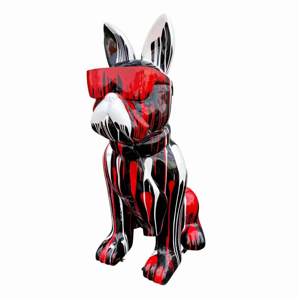 BOULEDOGUE FRANCAIS EN RESINE CRAVATE/LUNETTES 190 CM