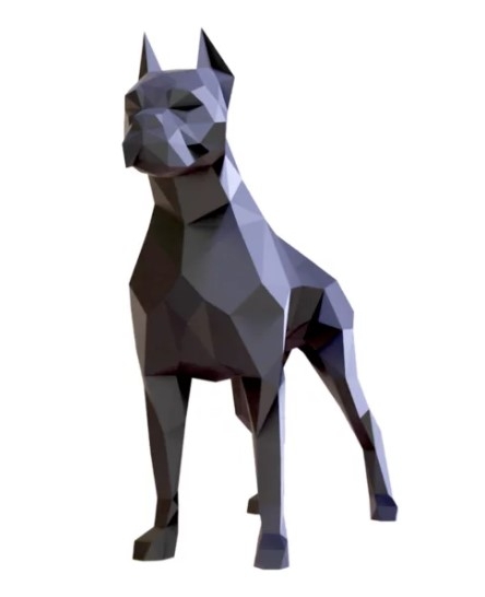 Statue Chien En Résine Gris Style Origami Moderne Sculpture Décorative