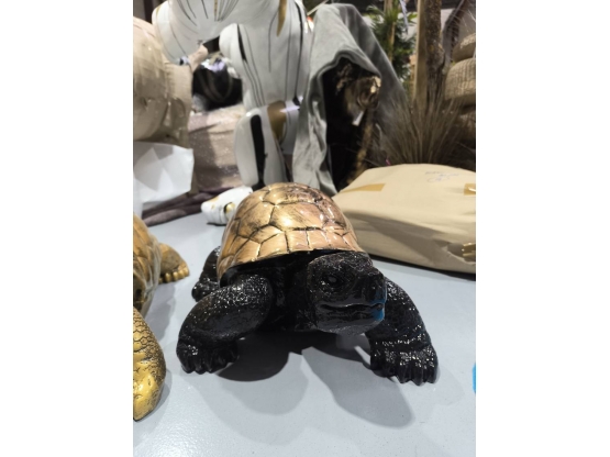 TORTUE EN RESINE OR PATINÉ 70 CM