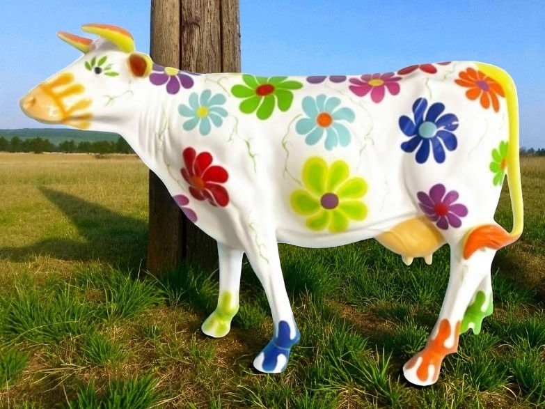 VACHE A FLEURS EN RESINE L 225CM - PAQUERETTES