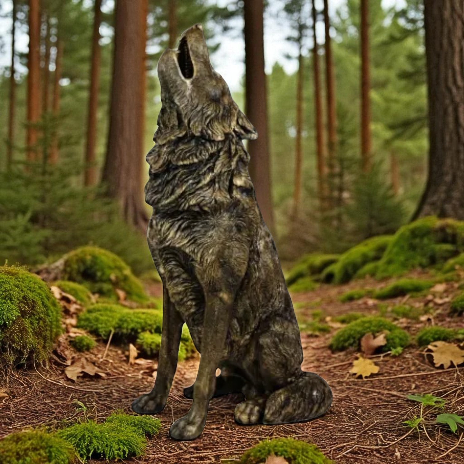 LOUP EN RESINE NATURA HAUTEUR 120 CM