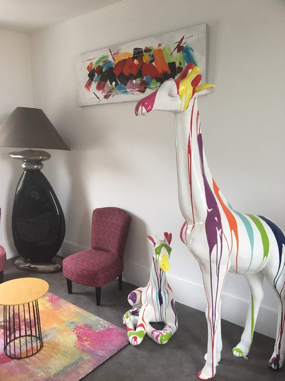 GIRAFE EN RESINE 210 CM TRASH BLANC