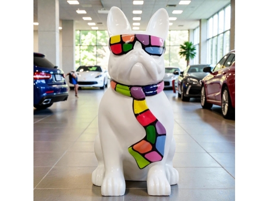 BOULEDOGUE LUNETTES CRAVATE EN RESINE H 80CM