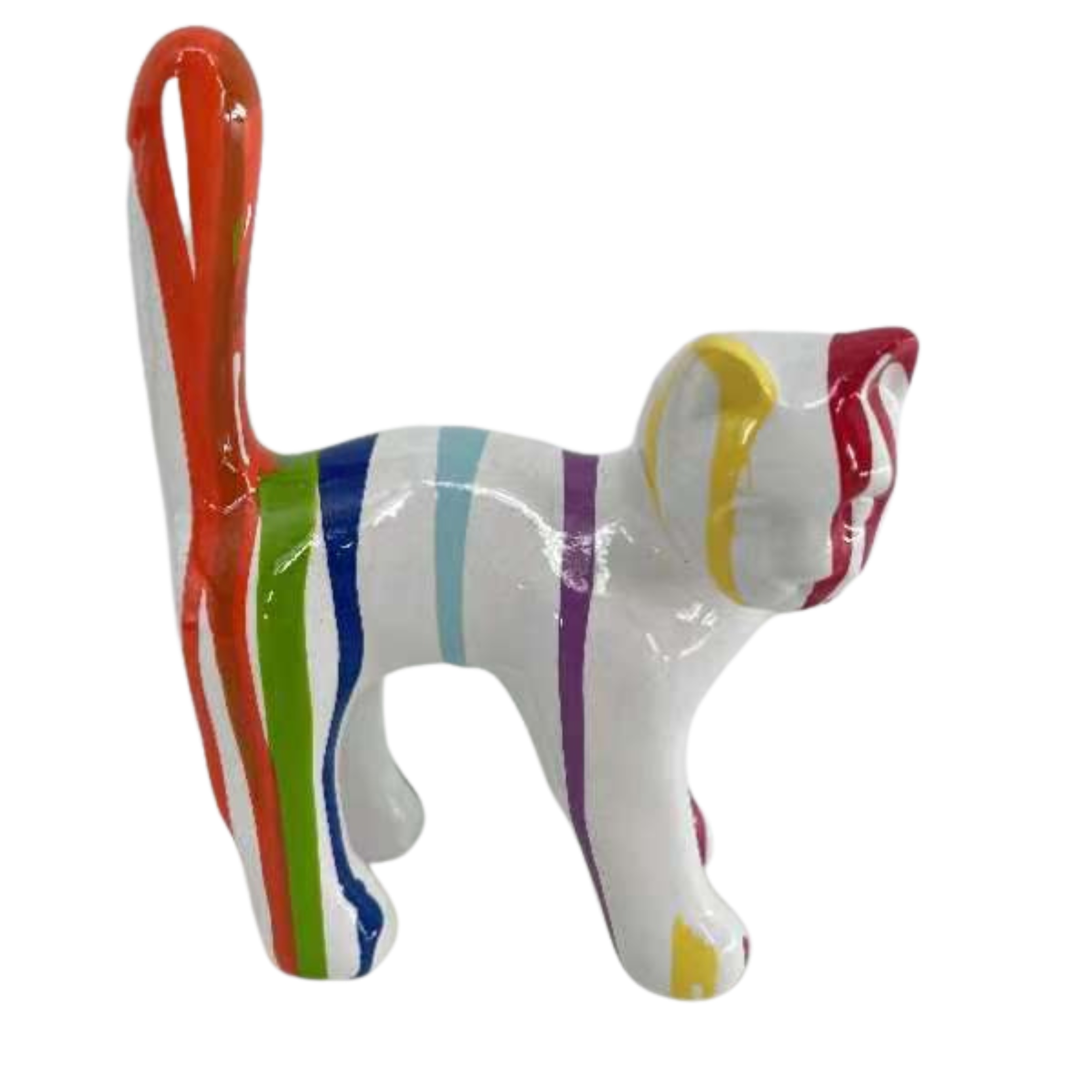 CHAT TRASH EN RESINE HT 33 CM
