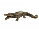 STATUE CROCODILE EN RESINE 60 CM OR PATINÉ