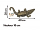 STATUE CROCODILE EN RESINE 60 CM OR PATINÉ
