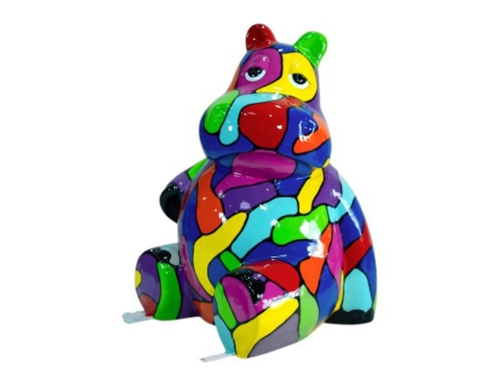 STATUE HIPPOPOTAME EN RESINE HT 100 CM MOSAIQUE