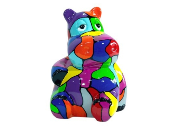 STATUE HIPPOPOTAME EN RESINE HT 50 CM MOSAIQUE