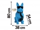 BOULEDOGUE FRANÇAIS EN RESINE LUNETTES/CRAVATE BLEU CLAIR-NOIR 80 CM
