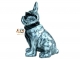 BOULEDOGUE FRANÇAIS EN RESINE LUNETTES/CRAVATE PATINÉ ARGENT-NOIR 80 CM