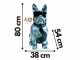BOULEDOGUE FRANÇAIS EN RESINE LUNETTES/CRAVATE PATINÉ ARGENT-NOIR 80 CM