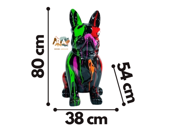 Chandelier Bouledogue Style Antique - Sculpture Chien En Pierre Reconstituée - 34 Cm